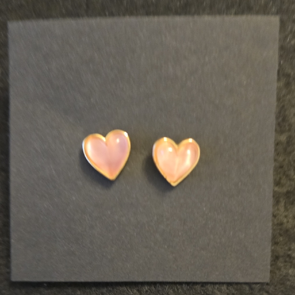 Gold and Pink Heart Earrings